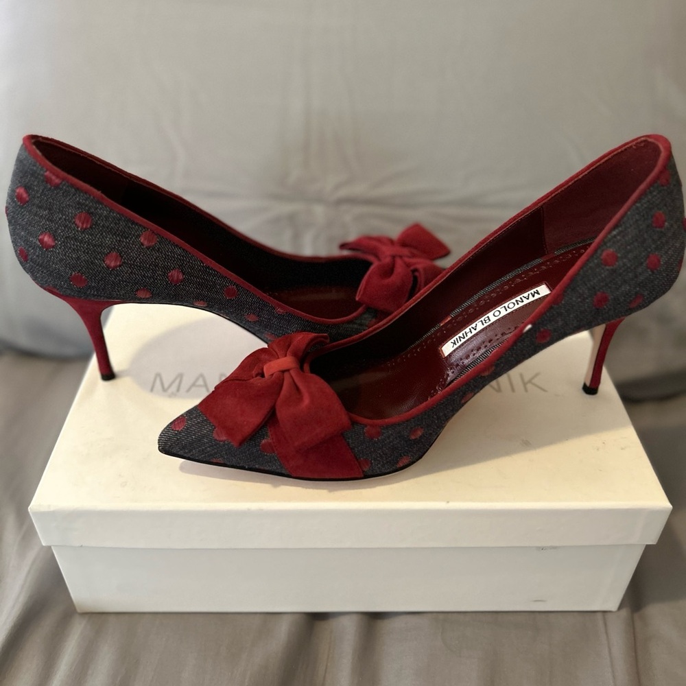 Manolo Blahnik 70m Polka Dot Pumps